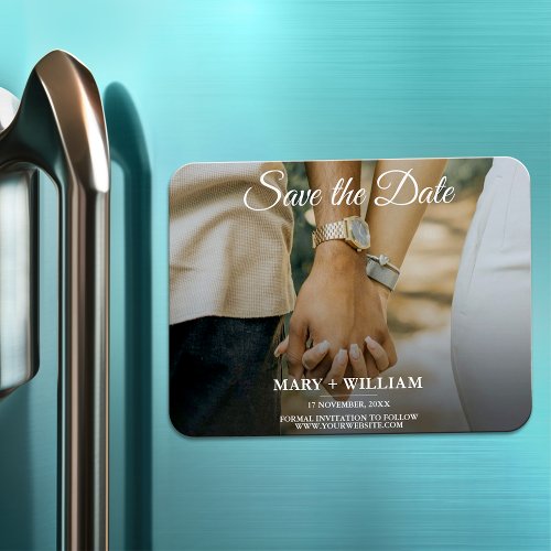 Minimalist Trendy Replace Photo Save The Date Card Magnet