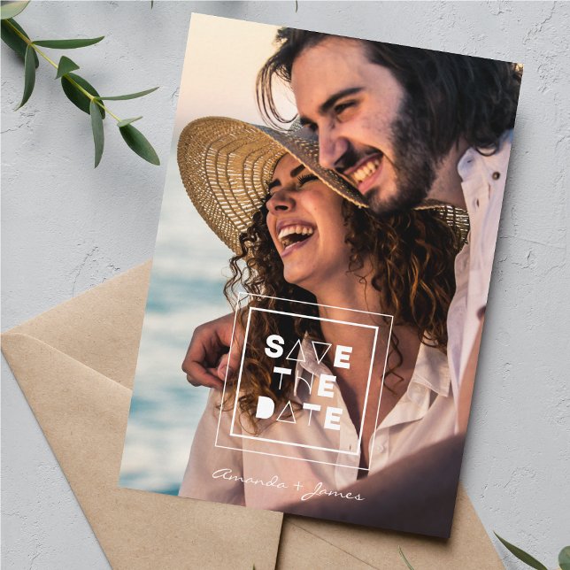 Minimalist Trendy  Romantic Photo Couple Save The Date (Creator Uploaded)