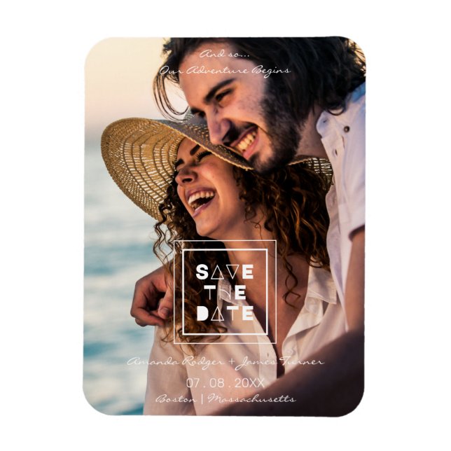 Minimalist Trendy  Romantic Photo Couple Wedding Magnet (Vertical)