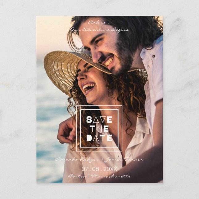 Minimalist Trendy  Romantic Photo Couple Wedding Postcard (Front)