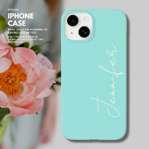 Minimalist Trendy Sage Green and White Script Name Case-Mate iPhone 14 Case