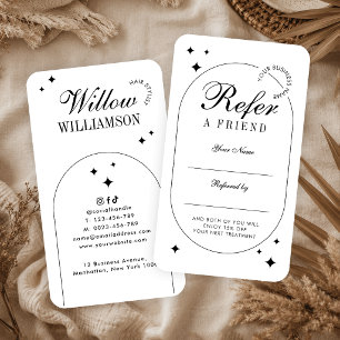 Minimalist Trendy Vintage Script Beauty Salon Spa Referral Card