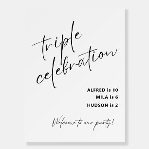 Minimalist Triple Joint Birthday Welcome Sign