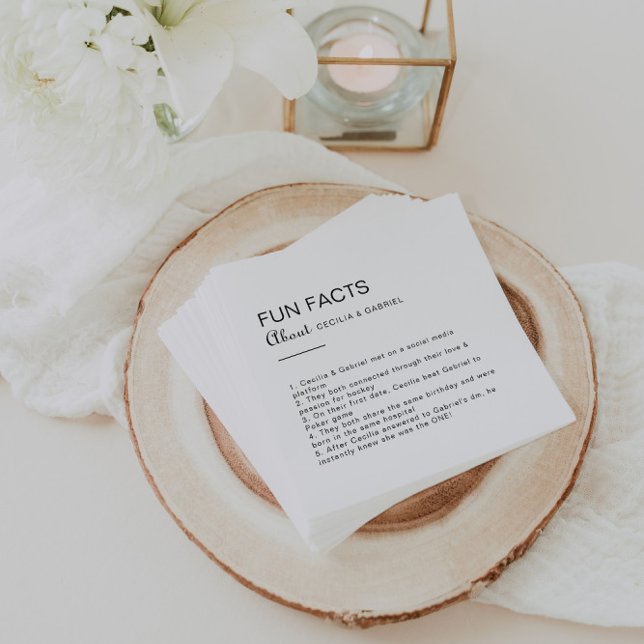 Minimalist Trivia Fun Facts Wedding  Napkins (Creator Uploaded)