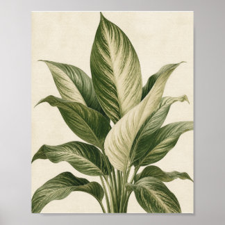 Minimalist Tropical Botanical Leaf Art Print – Gre