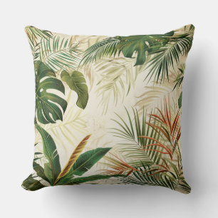 Minimalist Tropical Palm Leaf Art Throw Pillow