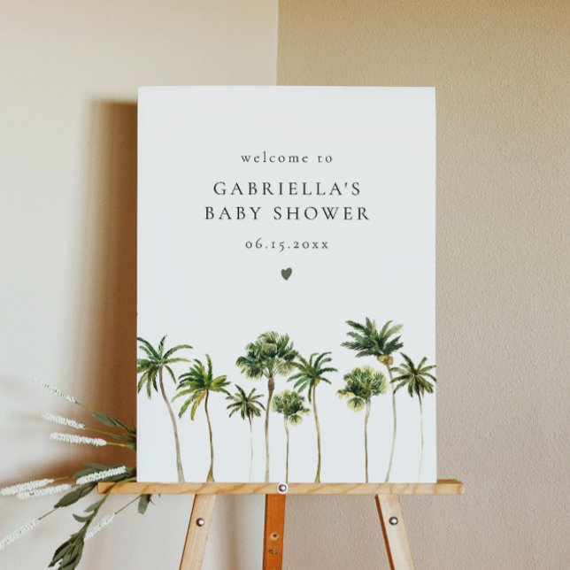Minimalist Tropical Palm Tree Baby Shower Welcome Foam Board (Creator Uploaded)