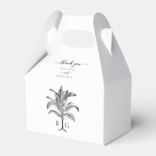 Minimalist Tropical Palm Tree Monogram Wedding Favor Boxes