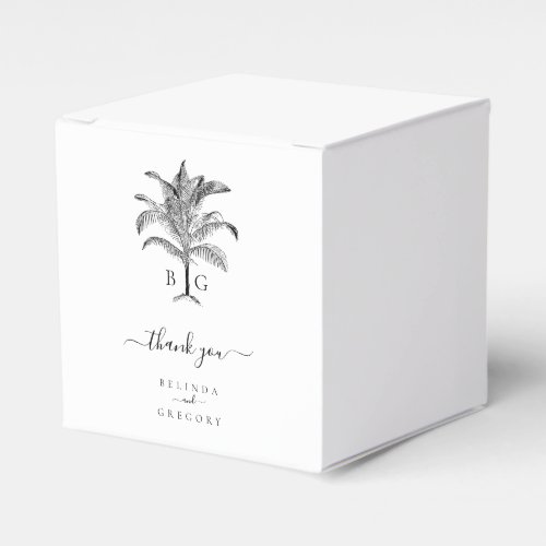 Minimalist Tropical Palm Tree Monogram Wedding Favor Boxes