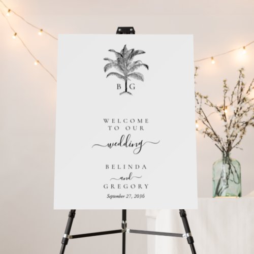 Minimalist Tropical Palm Tree Monogram Wedding Foam Board