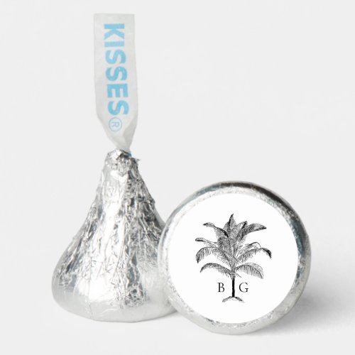 Minimalist Tropical Palm Tree Monogram Wedding Hersheys Kisses