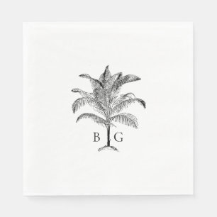 Minimalist Tropical Palm Tree Monogram Wedding Napkins