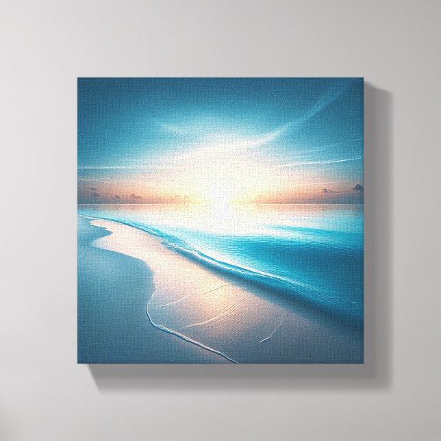 Minimalist Tropical Sunset over Calm Turquoise  Canvas Print (Front)