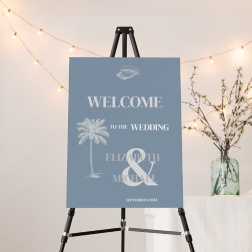 Minimalist Tropical Wedding Dusty Blue  Foam Board