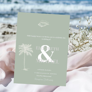 Minimalist Tropical Wedding Mint Green Invitation