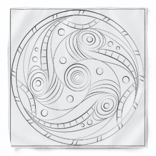 Minimalist Trypillian Spiral Rosette Silk Bandana