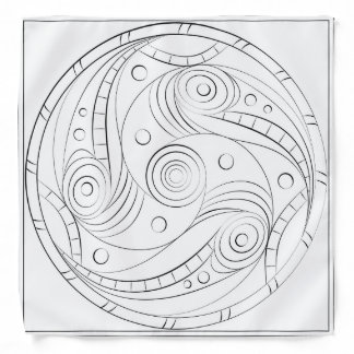 Minimalist Trypillian Spiral Rosette Silk Bandana