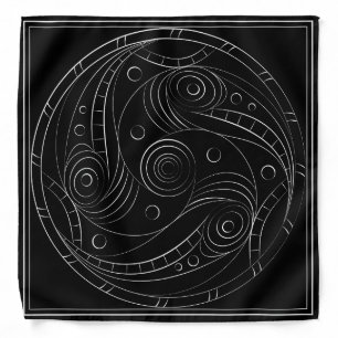 Minimalist Trypillian Spiral Rosette Silk Bandana