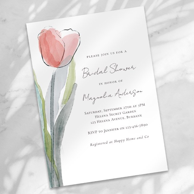 Minimalist Tulip Bridal Shower Invitation (Creator Uploaded)