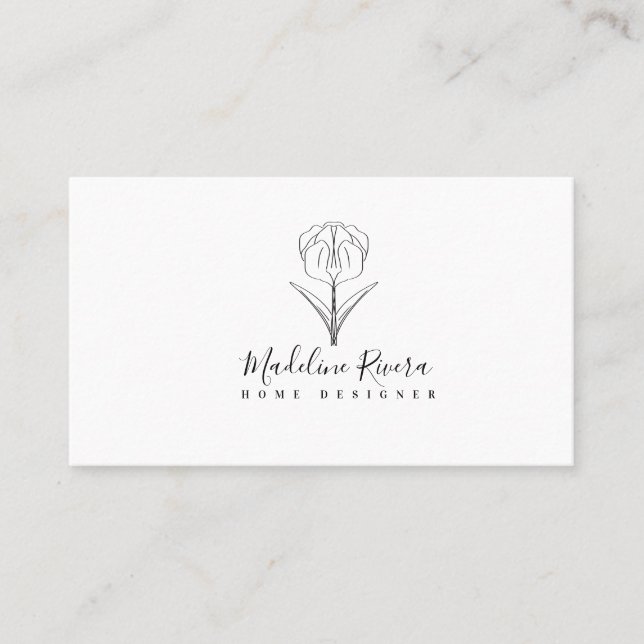 Minimalist Tulip Designer Business Card (Front)