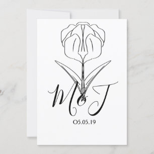 Minimalist Tulip Floral Botany Wedding Invitation