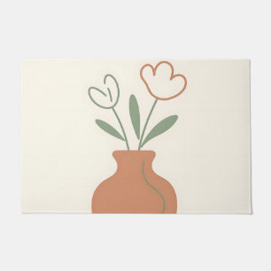 Minimalist Tulip Vase Line Art Doormat
