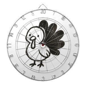 Minimalist Turkey – Playful Ink Bird Design on Dart Board
