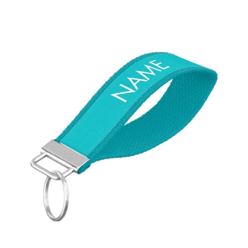 Minimalist turquoise aqua custom name monogram wrist keychain