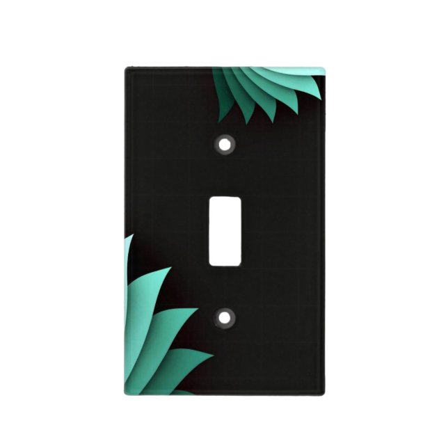 Minimalist Turquoise Floral Light Switch Cover (Front)