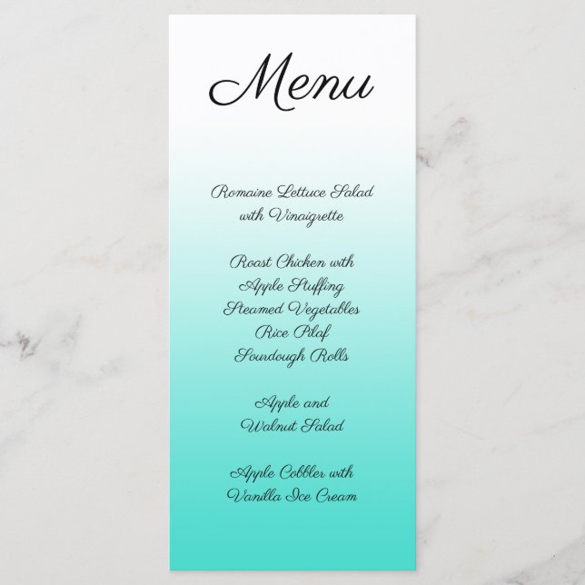 Minimalist Turquoise Gradient Menu (Front)