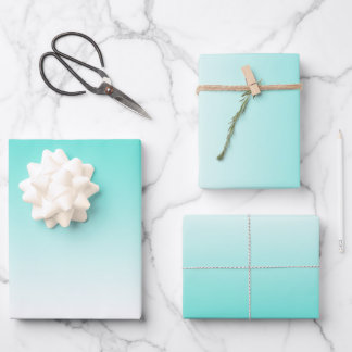 Minimalist Turquoise Gradient Wrapping Paper Sheets
