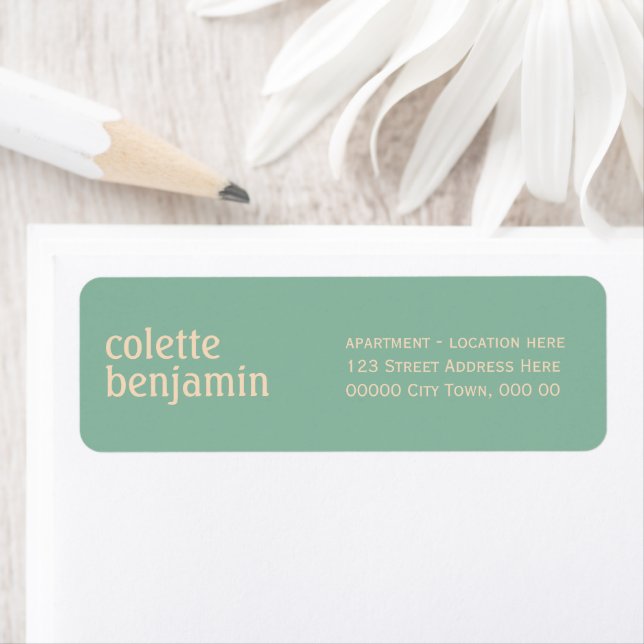 Minimalist Turquoise-Green & Pale Peach Address Label (Insitu)