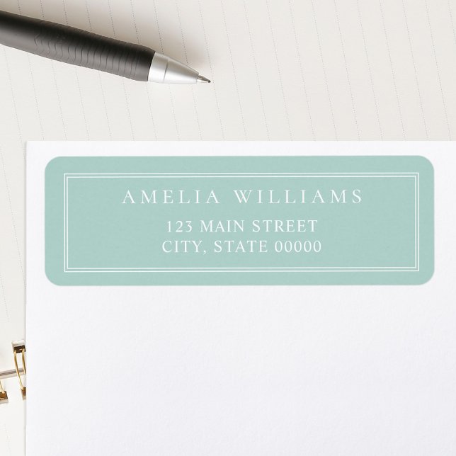 Minimalist Turquoise Two Border Return Address Label (Creator Uploaded)