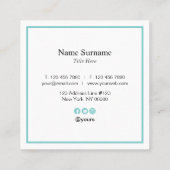 Minimalist Turquoise Typo Square Business Card (Back)