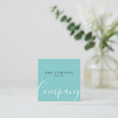 Minimalist Turquoise Typo Square Business Card (Standing Front)