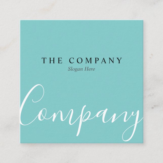 Minimalist Turquoise Typo Square Business Card (Front)