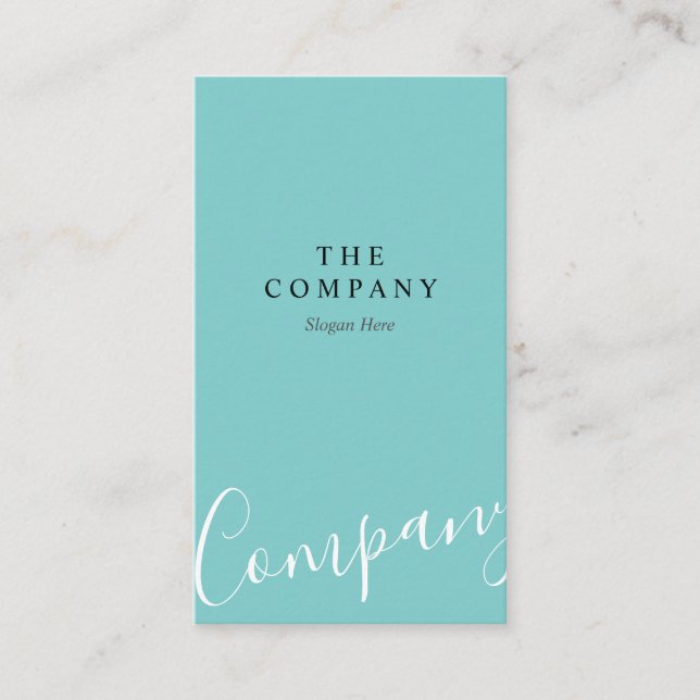 Minimalist Turquoise Typo Vertical Business Card (Front)