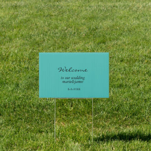 Minimalist Turquoise Wedding Welcome Yard Sign