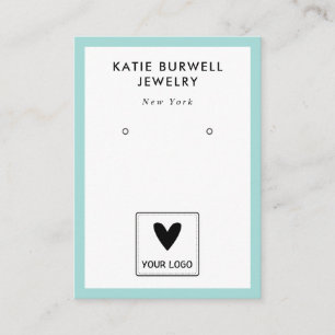 Minimalist Turquoise Your Logo Earring Display Business Card