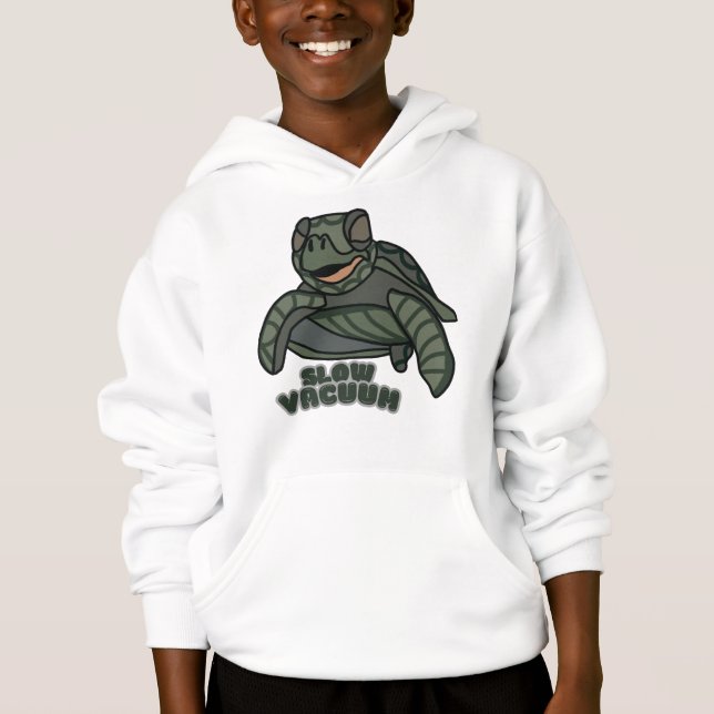 Minimalist Turtle A Slow Vacuum in Style | Funny Hoodie (Front)