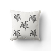 Minimalist Turtle Throw Pillow – 16x16 Modern Sea