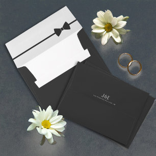 Minimalist Tuxedo Bow Tie Black on Black ID1090 Envelope