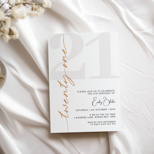Minimalist Twenty One 21st Birthday Party Invitation (Creator Uploaded)