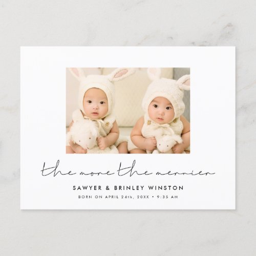 Minimalist Twin Birth The more the merrier photo Postcard