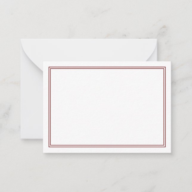 Minimalist Two Border Maroon Note Card (Front)