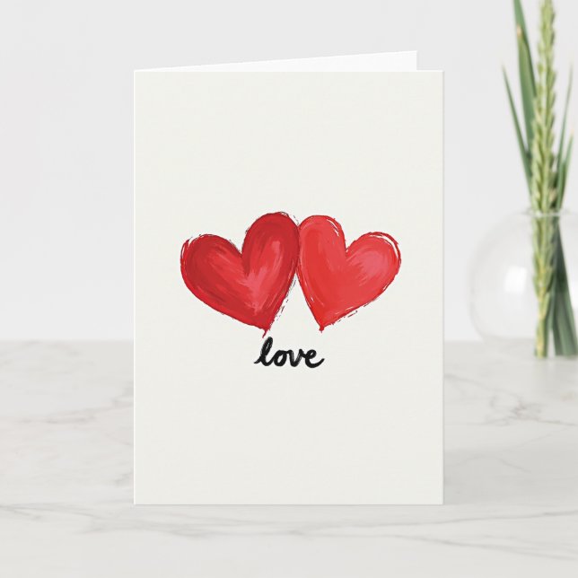 Minimalist Two Hearts Love Card (Front)