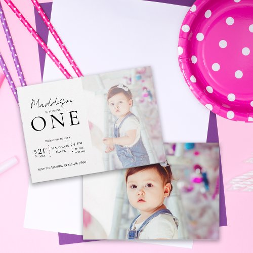 Minimalist Two Photo baby First Birthday Party