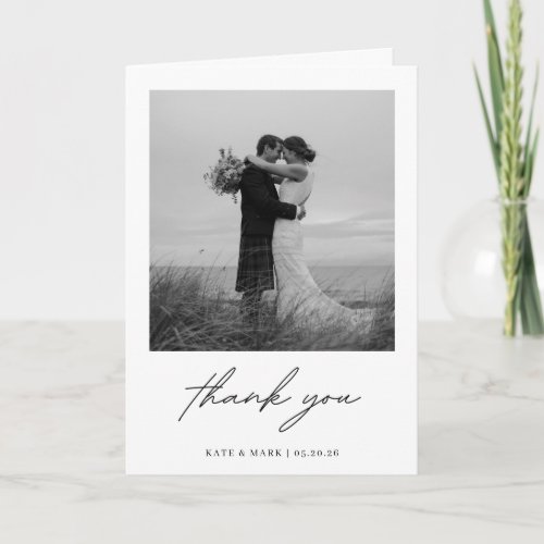 Minimalist Two Photo Folded Wedding Thank You Card
