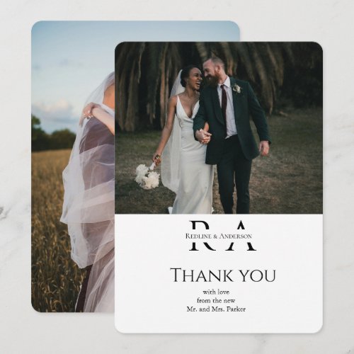 Minimalist Two Photo Wedding Thank You Card