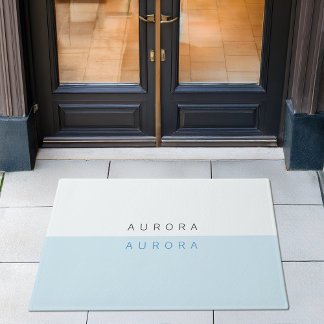 Minimalist Two-Tone Blue Welcome Door Mat